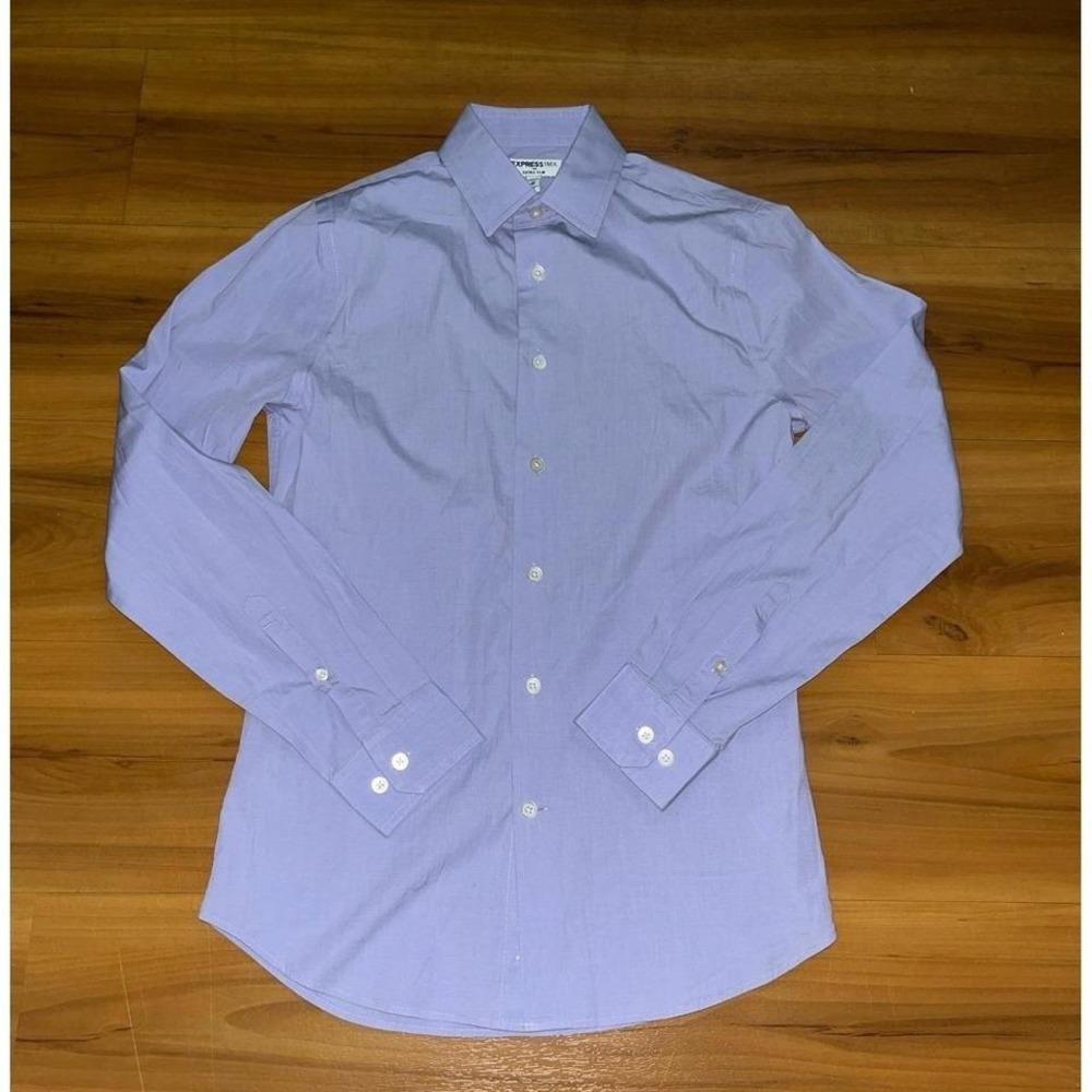 Mens Express Extra Slim Minimalist Lavender Button up Casual Shirt